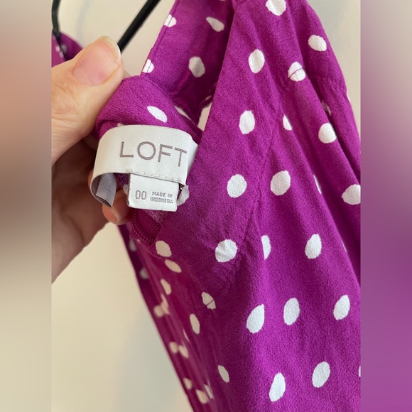 LOFT Dotted Ruffle Strap Pocket Midi Dress - Picture 6 of 7